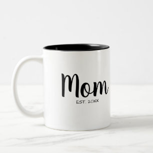 Mum Established Year Chic Script Design Two-Tone Coffee Mug