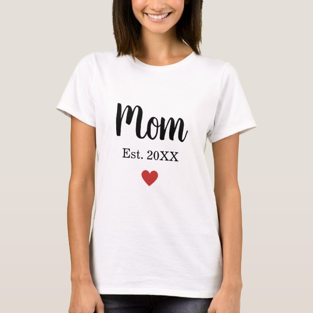 Mum Established Year Little Heart Custom T-Shirt (Front)