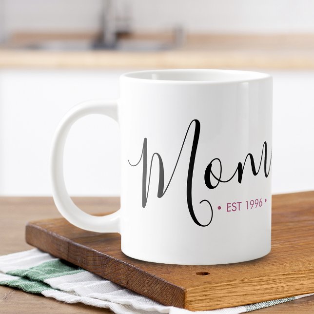 Mum Established Year Personalised Large Coffee Mug (Mom Established Year Personalized Giant Coffee Mug)