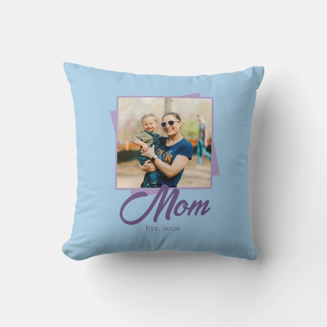 Mum Established Year with Photo Cushion (Front)