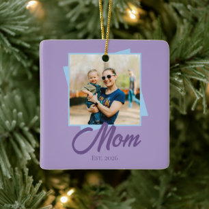 Mum Established Year with Photo Holiday Ceramic Ornament