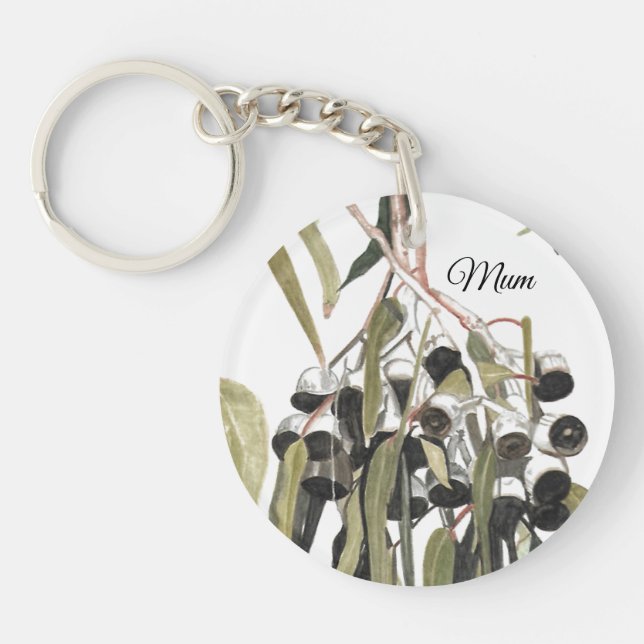 Mum Eucalyptus Watercolour Key Ring (Front)