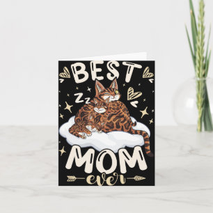 Mum Ever, Bengal Cat 2 Kittens, Mother's Day, Moth Card