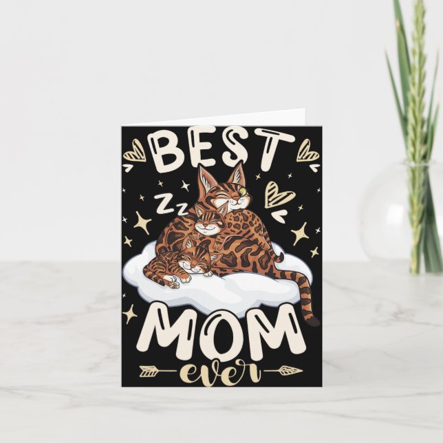 Mum Ever, Bengal Cat 2 Kittens, Mother's Day, Moth Card (Front)