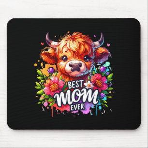 Mum ever highland cow floral mother's day mouse pad