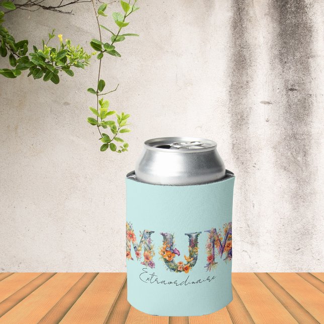 Mum Extraordinaire Floral Typography Can Cooler (Creator Uploaded)