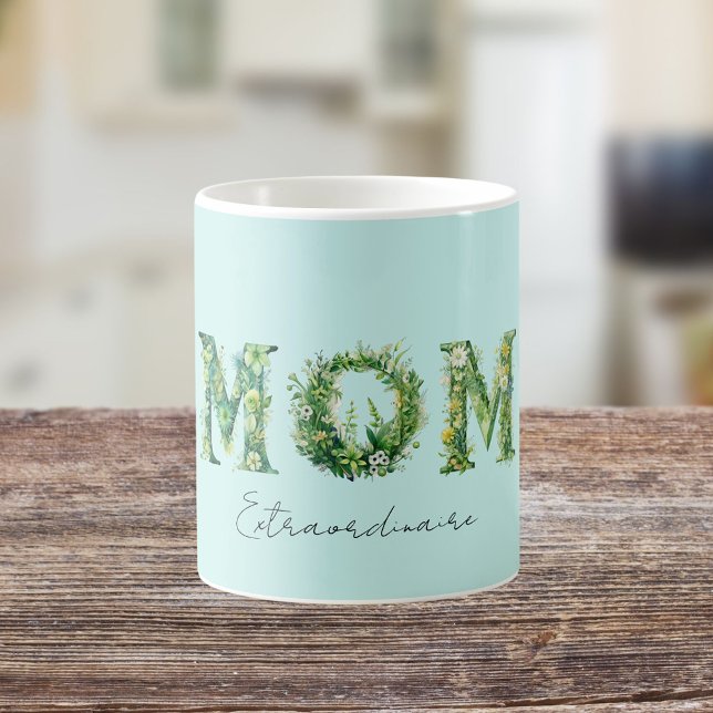 Mum Extraordinaire Floral Typography Coffee Mug (Creator Uploaded)