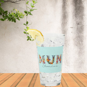 Mum Extraordinaire Floral Typography Glass
