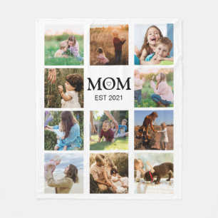 Mum Family Photo Collage Modern Fleece Blanket