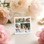 Mum Family Photo Collage Special Message Keepsake Key Ring<br><div class="desc">A beautiful personalised gift for your mother (mum) that she'll cherish for years to come. Features a modern 5 photo grid collage layout to display 5 of your own special family and children's photo memories. "Mum" designed in a beautiful handwritten black script style. The reverse side features a full photo...</div>