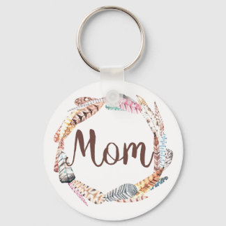 Mum Feather Wreath -2.25" Basic Button Keychain