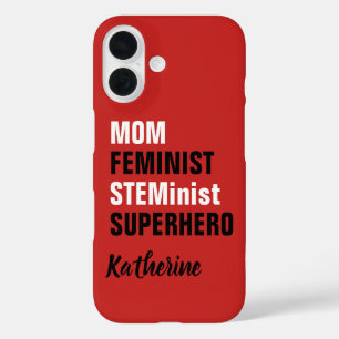 Mum Feminist STEM Superhero Name Template iPhone 16 Case