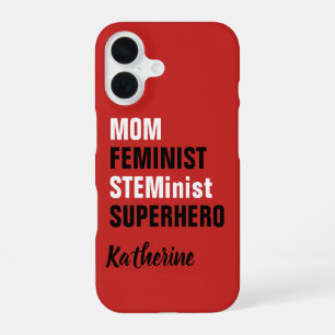 Mum Feminist STEM Superhero Name Template iPhone 16 Case