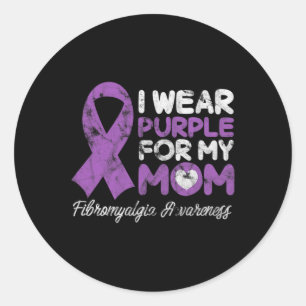 Mum Fibro Mother Fibromyositis Support Grunge  Classic Round Sticker