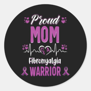 Mum Fibromyalgia Warrior Awareness Ribbon Purple Classic Round Sticker