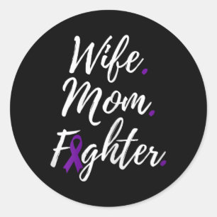 Mum Fighter Fibromyalgia Awareness 1  Classic Round Sticker