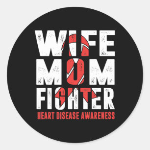 Mum Fighter Heart Disease Awareness Classic Round Sticker