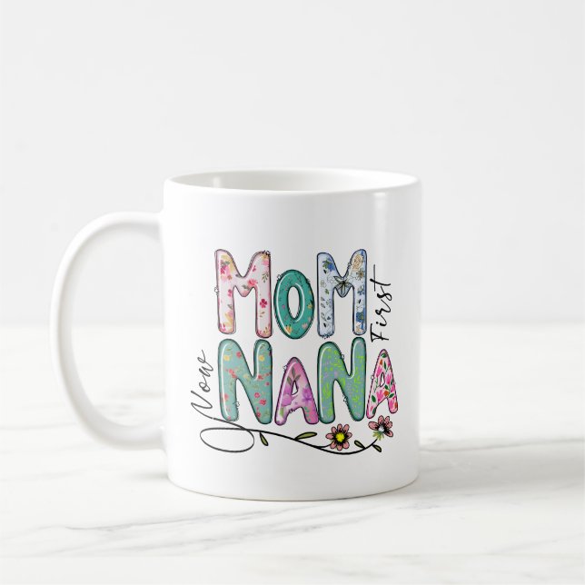 Mum First Now Nana Cute Pastel Colours Gift Nana Coffee Mug (Left)