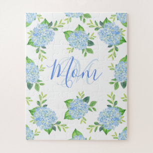 Mum Floral Blue Hydrangea Mother's Day Jigsaw Puzzle