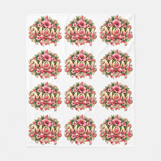 Mum Floral Fleece Blanket, Pink Floral Mother’s Blanket