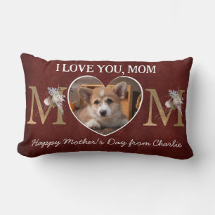 Mum floral heart custom photo from the dog lumbar cushion