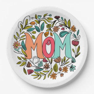 Mum Floral Paper Plate