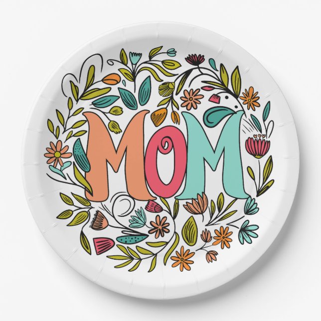 Mum Floral Paper Plate (Front)