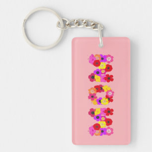 Mum Floral Typography Key Ring