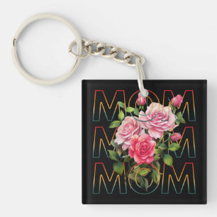 Mum Floral Typography Mothers Day Gift Key Ring