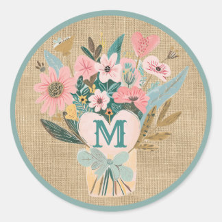 Mum Flower Bouquet Classic Round Sticker