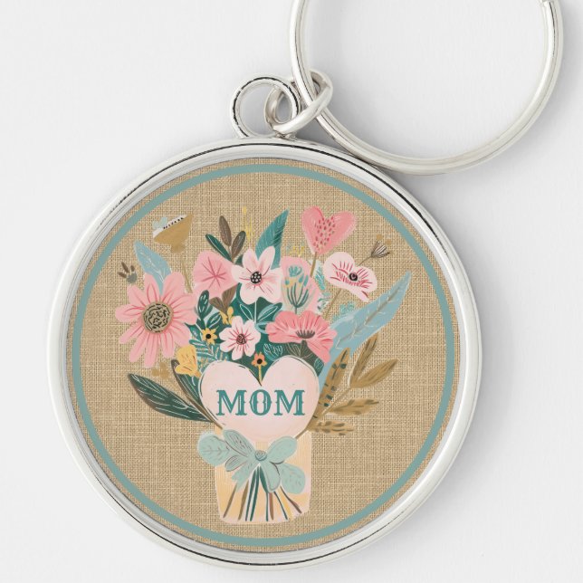 Mum Flower Bouquet  Key Ring (Front)