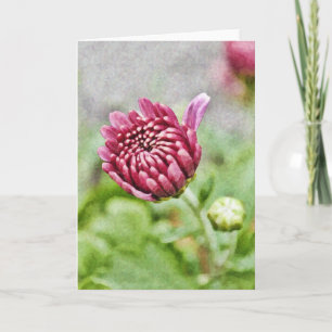 Mum Flower Bud Impressionist Art Note Card