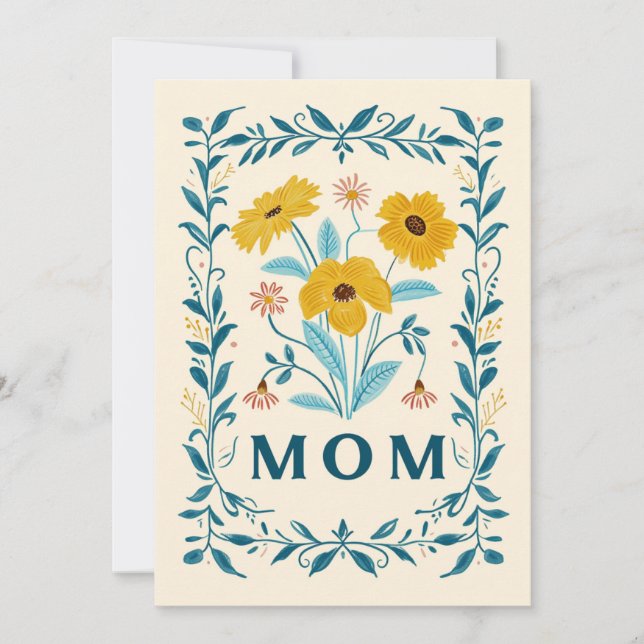 Mum Flowers Card, Happy Mothers Day 2024 Holiday Card (Front)