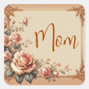 mum flowers square sticker