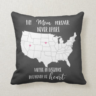 mum forever never apart long distance gift USA map Cushion