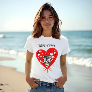 Mum Fuel – Folk Art Red Heart with Coffee Cup T-Shirt
