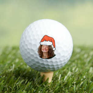 Mum Funny Christmas Santa Hat Face Photo Golf Balls