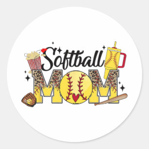 Mum Game Day Vibes Mothers Day Women Softball Mama Classic Round Sticker
