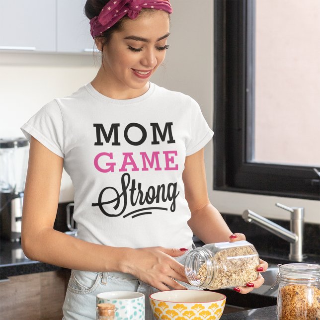 Mum Game Strong Pink and Black Quote T-Shirt (Creator Uploaded)