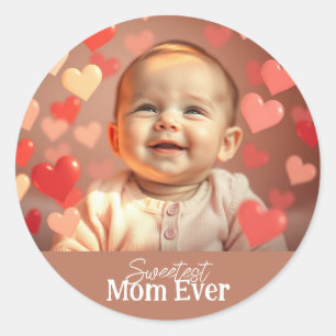 Mum Gift Add Photo and Text Classic Round Sticker