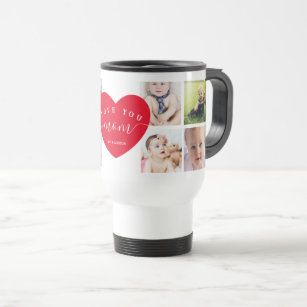Mum Gifts Customised Photo Collage Modern Heart Travel Mug