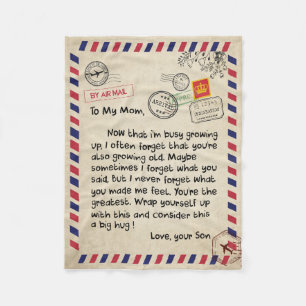 Mum Gifts Letter To My Mum Love From Son Fleece Blanket
