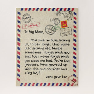 Mum Gifts   Letter To My Mum Love From Son Jigsaw Puzzle