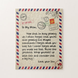 Mum Gifts   Letter To My Mum Love From Son Jigsaw Puzzle