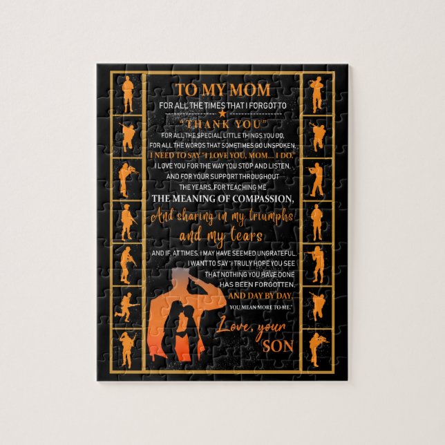 Mum Gifts | Letter To My Mum Love From Son Jigsaw Puzzle (Vertical)