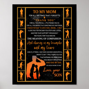 Mum Gifts   Letter To My Mum Love From Son Poster