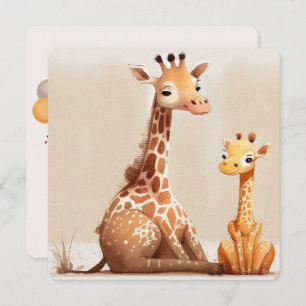 Mum Giraffe with Baby Invitation