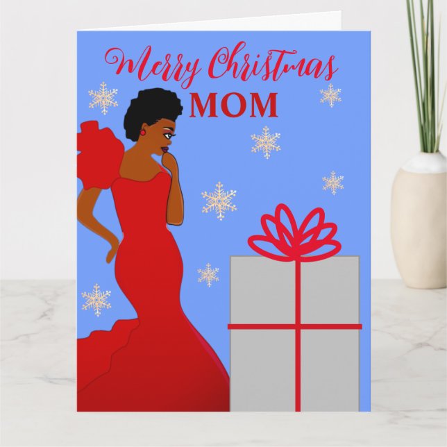 Mum Glam African American Christmas Card (Front)