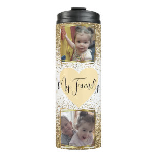 Mum Glitter Name, 4 Photo Family Thermal Tumbler