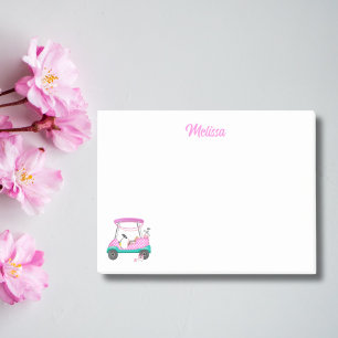Mum Golfer Pink Polka Dot Cart Name Post-it Notes